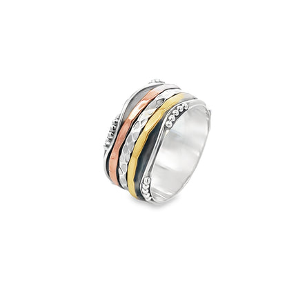 Silver Multi-Colour Spin Ring