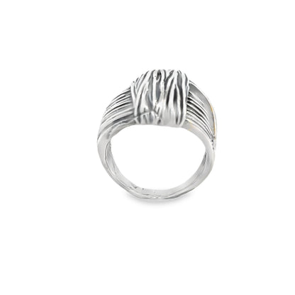 Silver Criss Cross Textured Ring