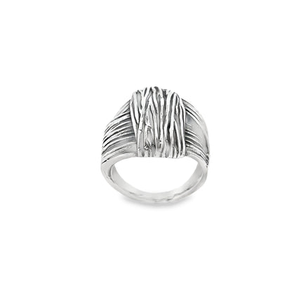 Silver Criss Cross Textured Ring
