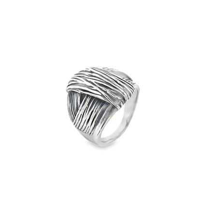 Silver Criss Cross Textured Ring