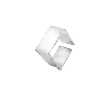 Sleek Silver Square Ring