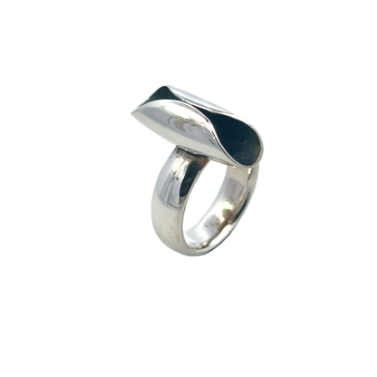 Oxidised Silver Fold Ring.