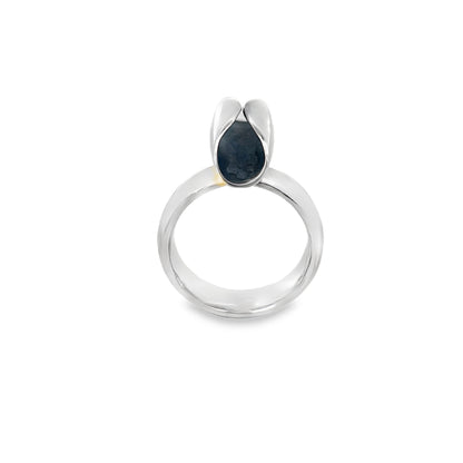 Oxidised Silver Fold Ring.