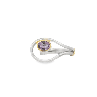 Silver & 14K Amethyst Ring