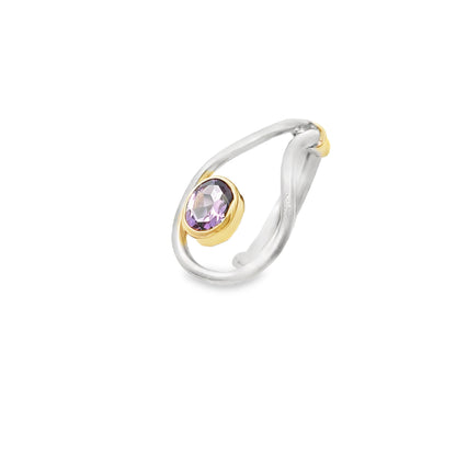 Silver & 14K Amethyst Ring