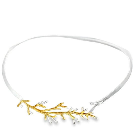Silver and Gold Plated Branch Neck Cuff