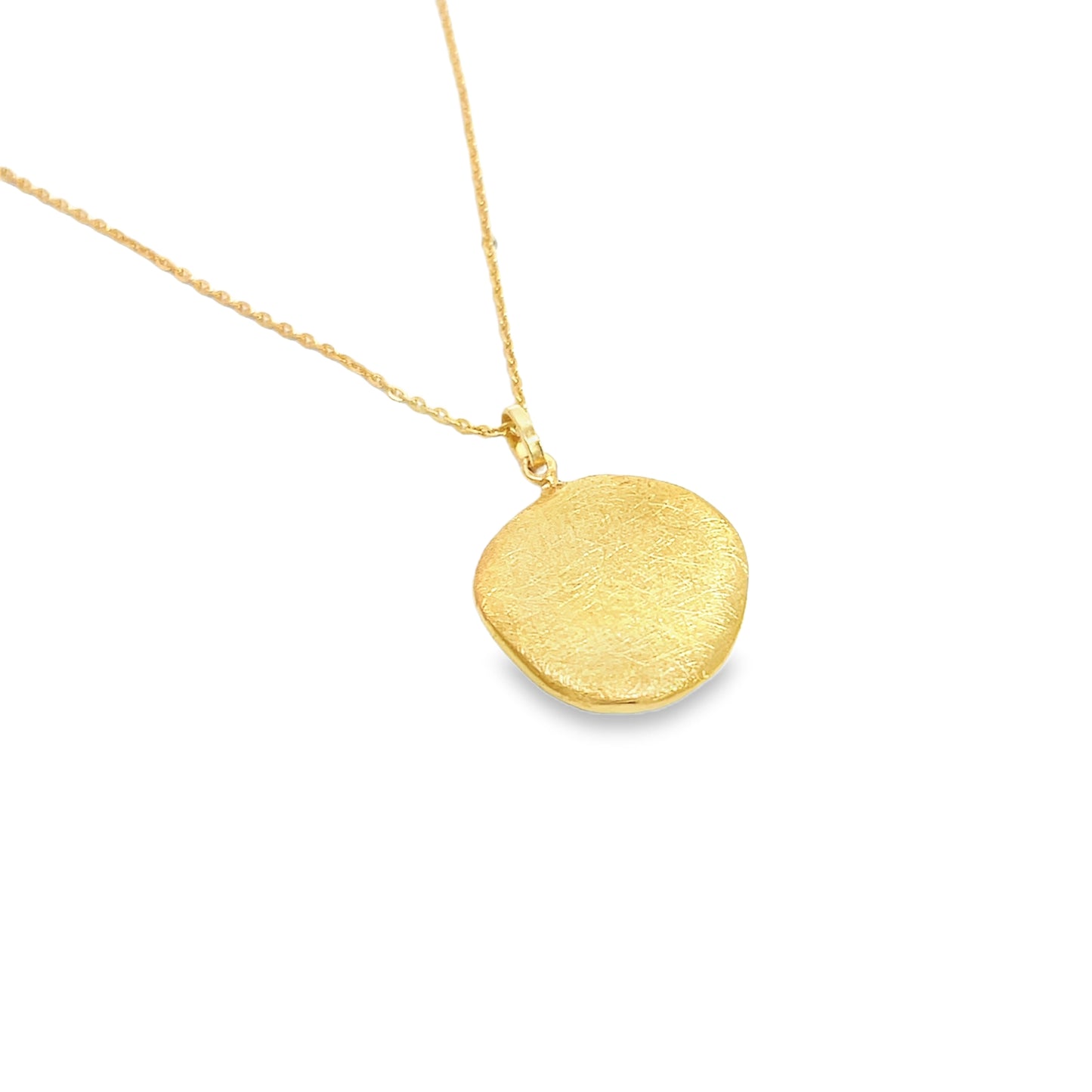 Gold Plated Brushed Disc Necklace