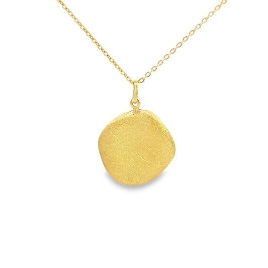 Gold Plated Brushed Disc Necklace