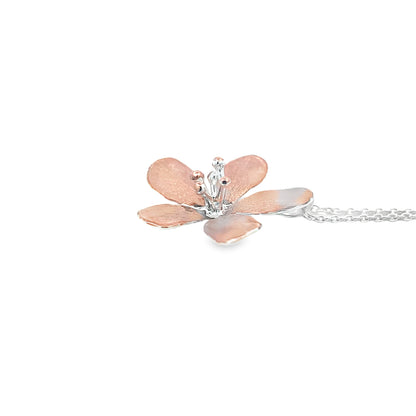 Silver & Rose Gold Flower Necklace