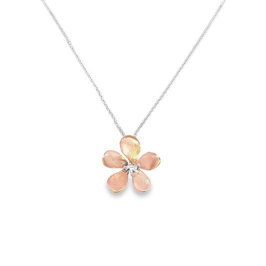 Silver & Rose Gold Flower Necklace