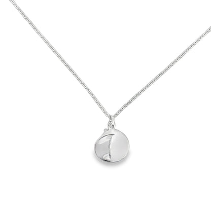 Silver Moon Disc Necklace