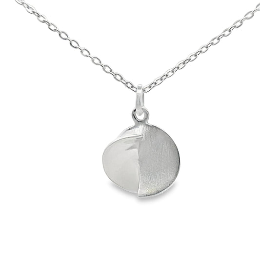 Silver Moon Disc Necklace