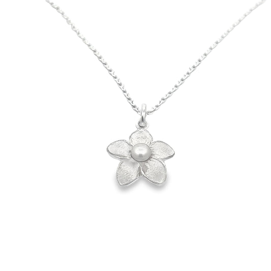 Silver Flower & Pearl Necklace
