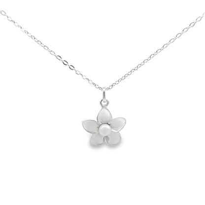 Silver Flower & Pearl Necklace