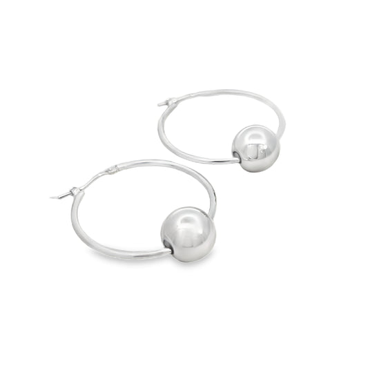 Silver Hoop Ball Earrings