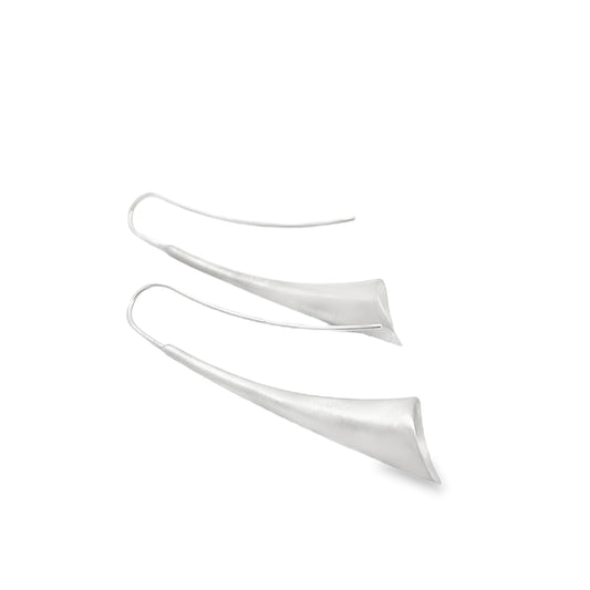 Brushed Silver Flute Earrings