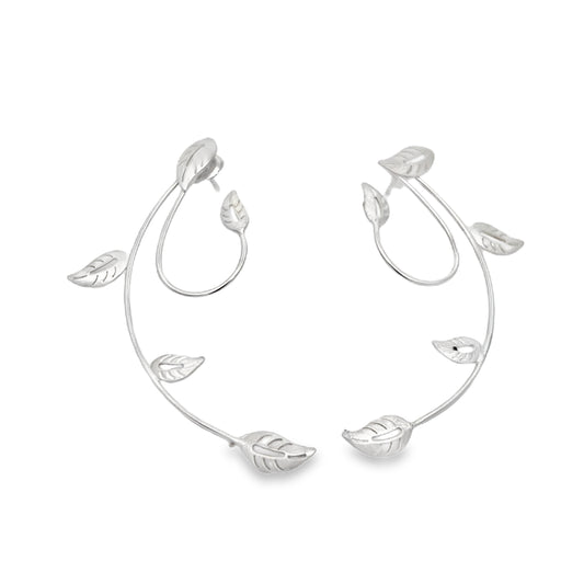 Brushed Silver Leaf-Inspired Earrings