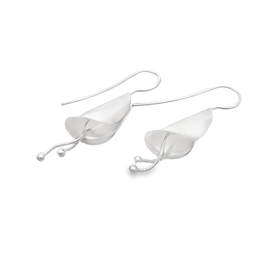 Brushed Silver Lily Earrings
