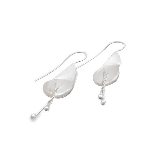 Brushed Silver Lily Earrings