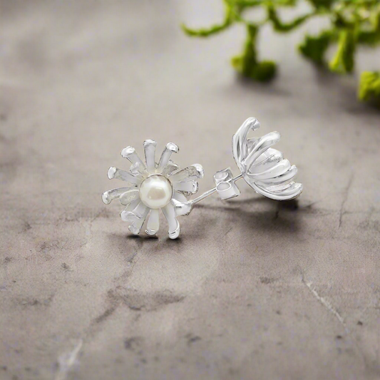 Pearl Flower Studs
