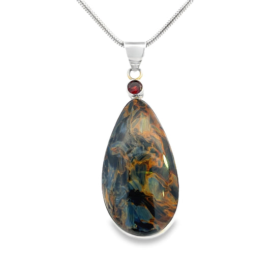 Silver Garnet and Pietersite Pedant