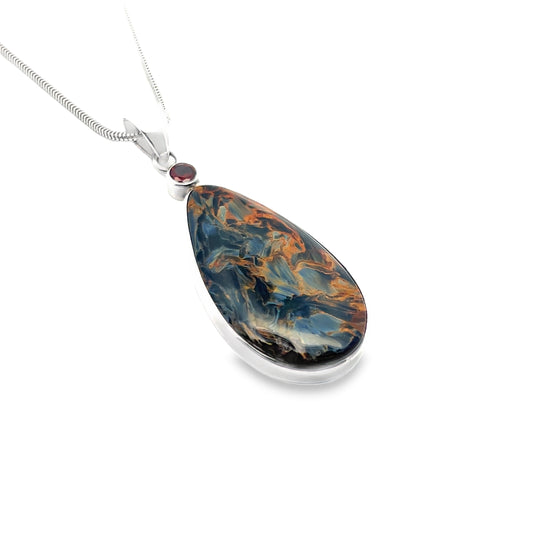 Silver Garnet and Pietersite Pedant