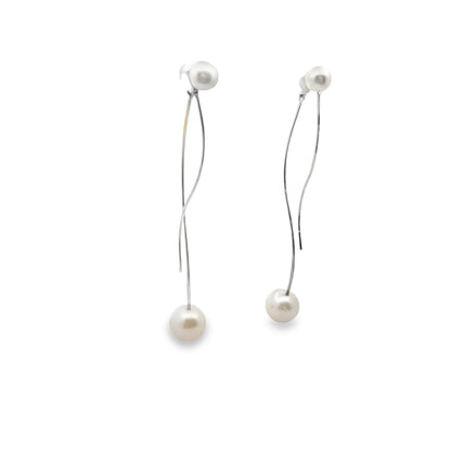 Silver Pearl Dangle Earrings