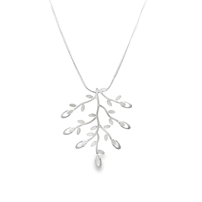 Brushed Silver Leaf Necklace