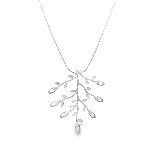 Brushed Silver Leaf Necklace