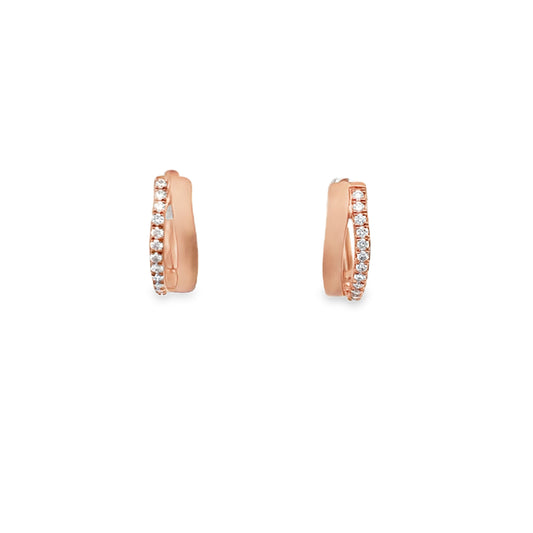 9ct Brushed Gold Diamond Huggies