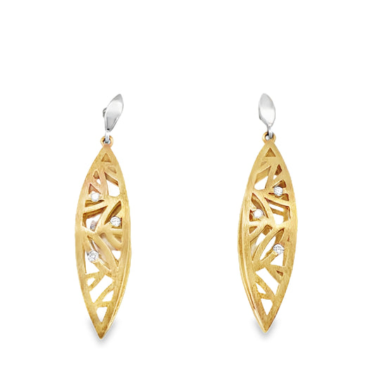9ct Two Tone Diamond Studs