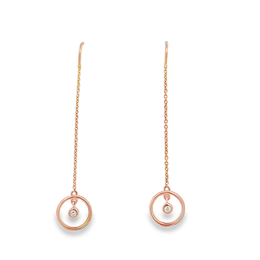 9ct Rose Gold Diamond Thread Earrings