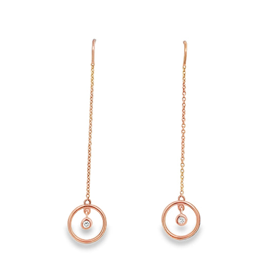 9ct Rose Gold Diamond Thread Earrings