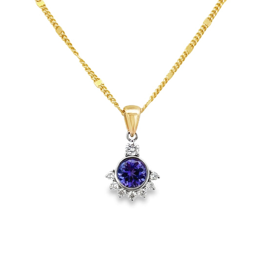 9ct Tanzanite and Diamond Pendant