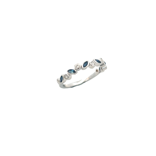 9ct Bezel Diamond and Sapphire Ring