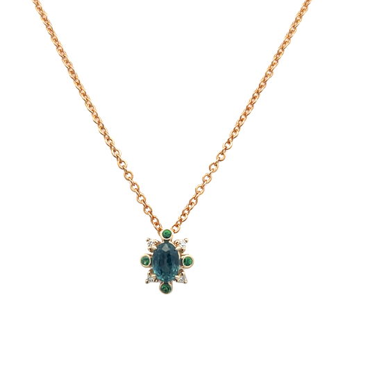 9ct Savourite and Diamond Pendant