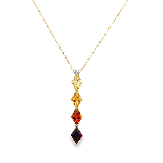 9ct Citrine and Diamond Necklace
