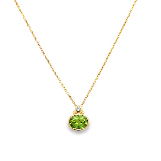 9ct Peridot and Diamond Pendant