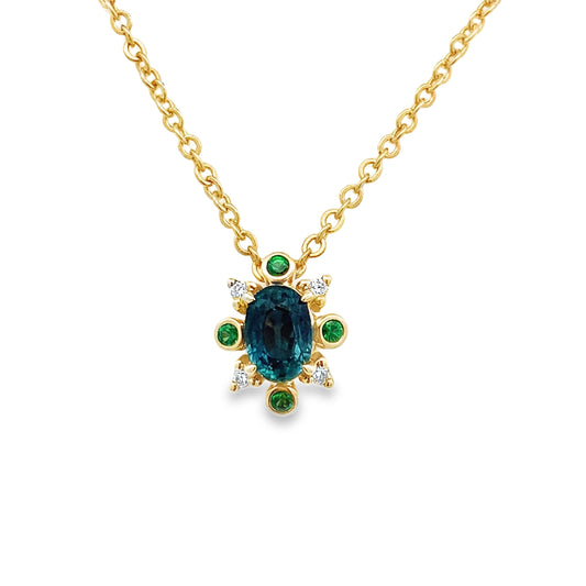 9ct Savourite and Diamond Pendant