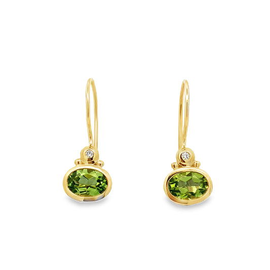 9ct Peridot and Diamond Earrings