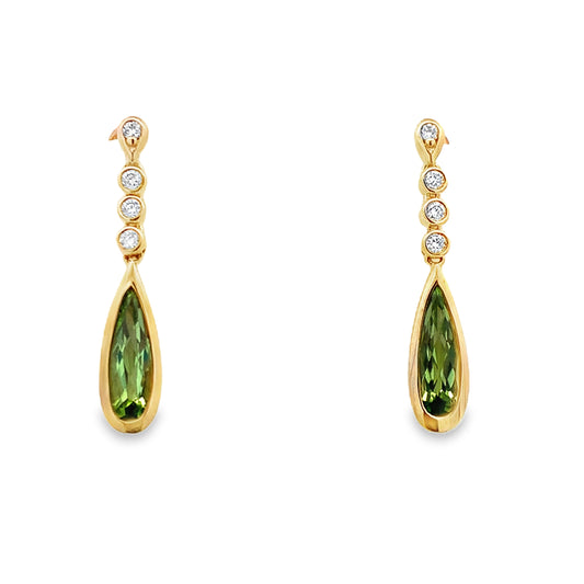 9ct Peridot and Diamond Drop Studs