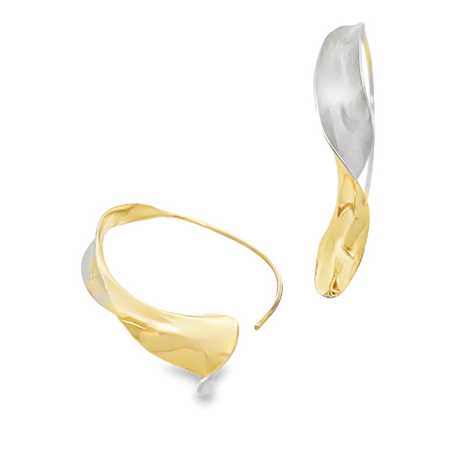 Silver and 18ct Gold Twisted Earrings