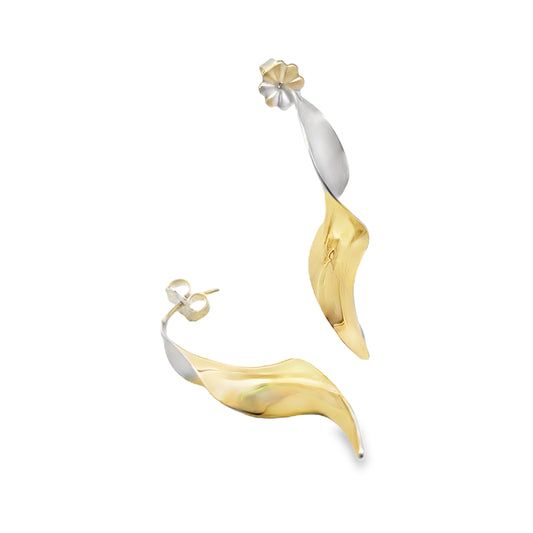 Twisted Gold and Silver Earrings