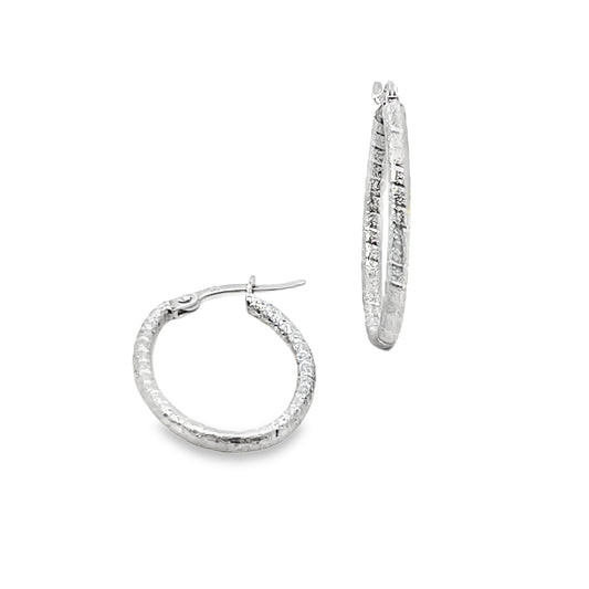 9K White Gold Oval Hoops