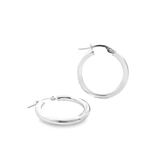9K White Gold Hoops