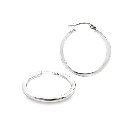 9ct White Gold Hoops