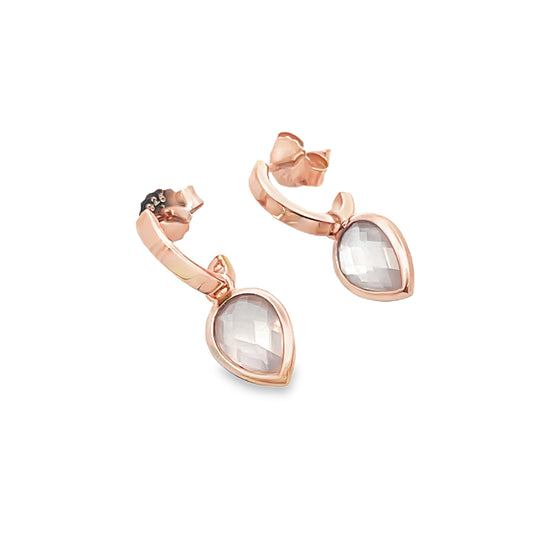 Silver Rose Quartz Studs