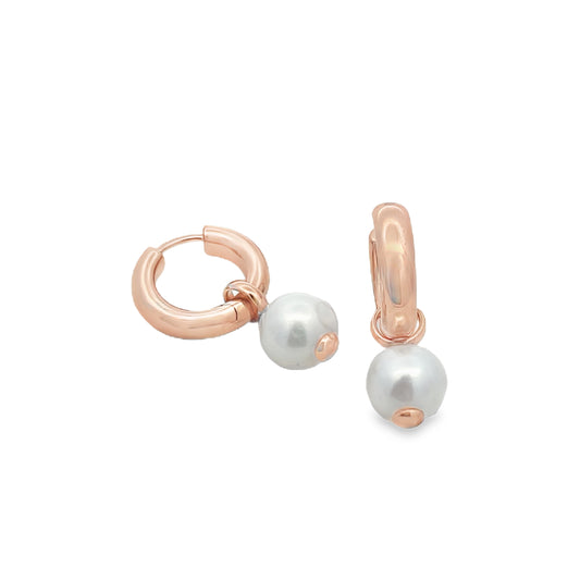 Silver Rose Gold Pearl Earrings