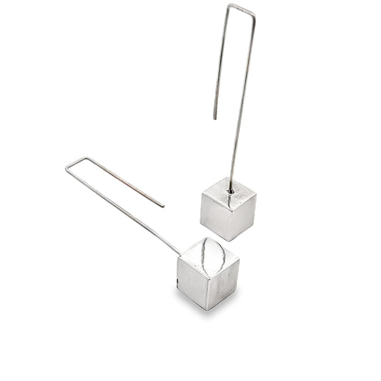 Silver Modern Geometric Earrings