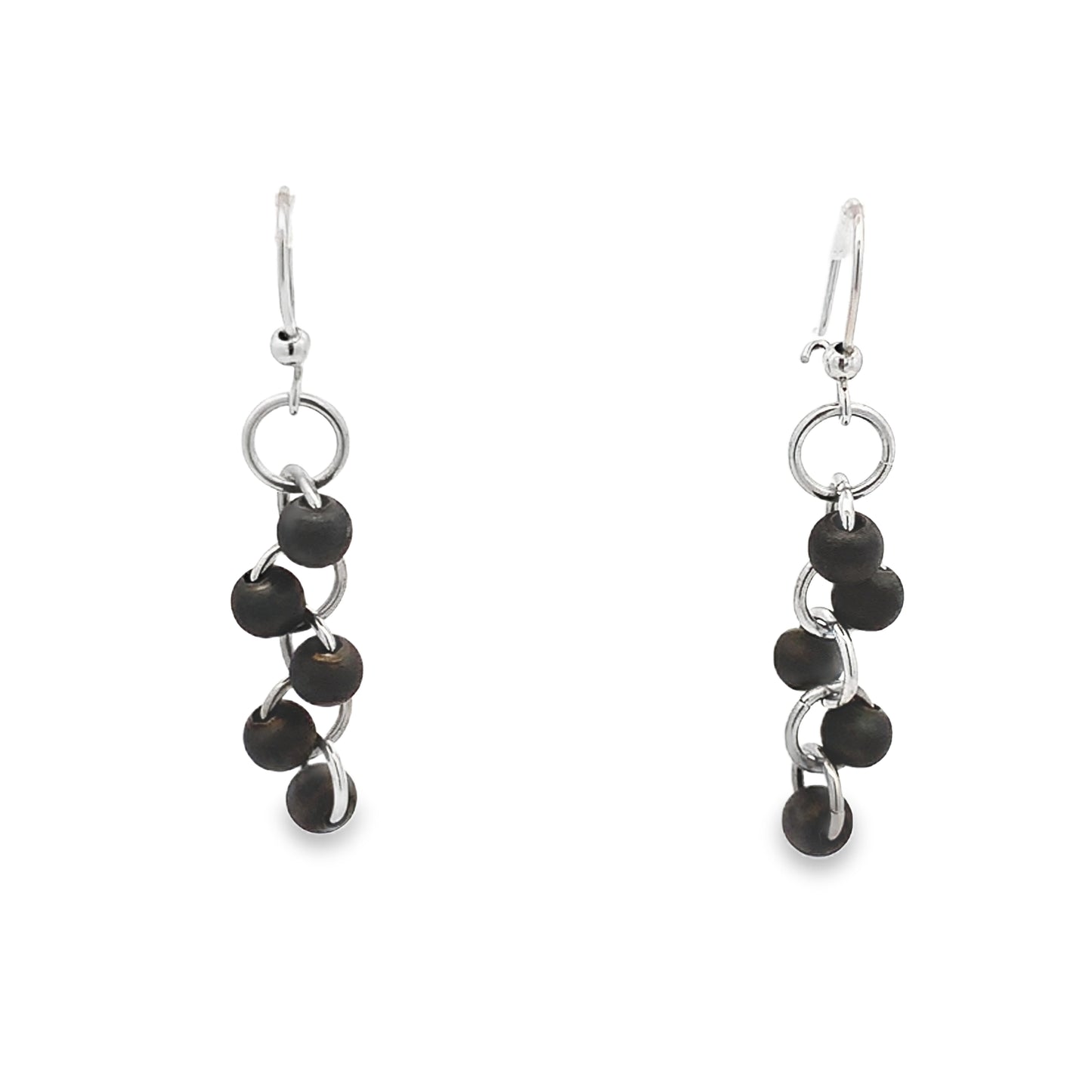 9ct White Gold Beaded Drops